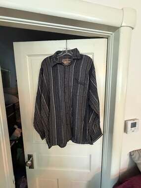 Rugged Point Authentic Men's Long Sleeve Striped 100% Cotton Button-Up Shirt XL